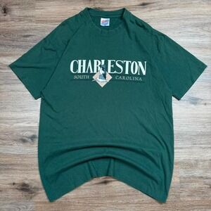 Vintage 90s single stitch‎ forest green charleston south carolina nature graphic